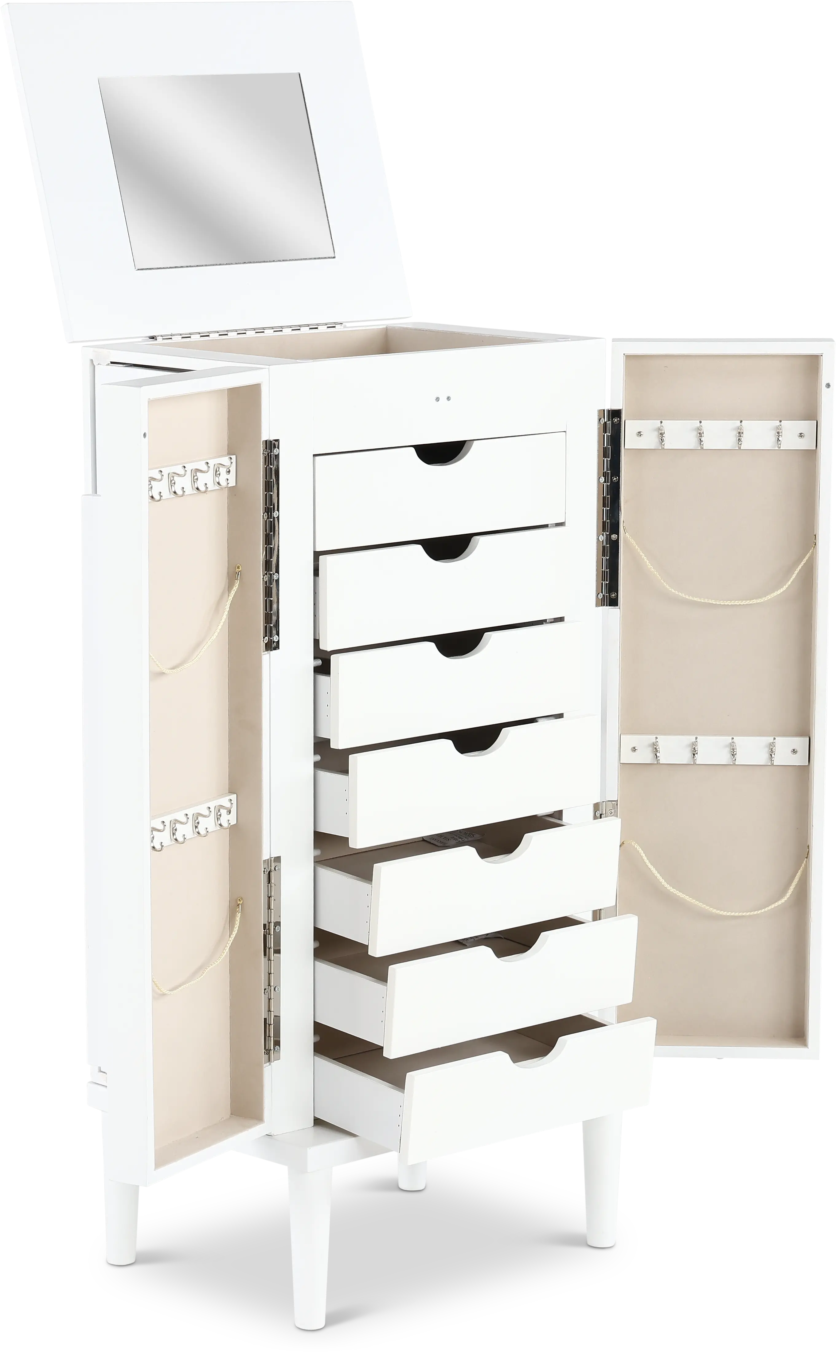 White Jewelry Armoire With Vanity-6