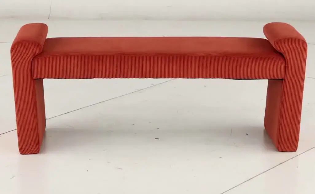 Lorelai Rust Red Corduroy Upholstered Bench-6