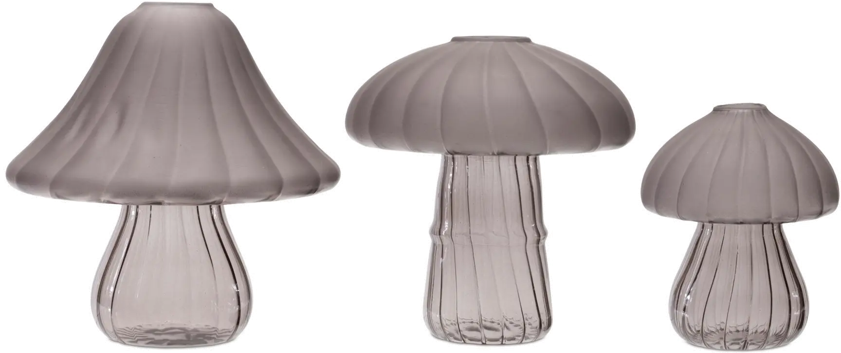 6  Glass Mushroom Vases, Set of 3-1