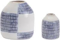 White and Blue Ceramic Vases Set of 2