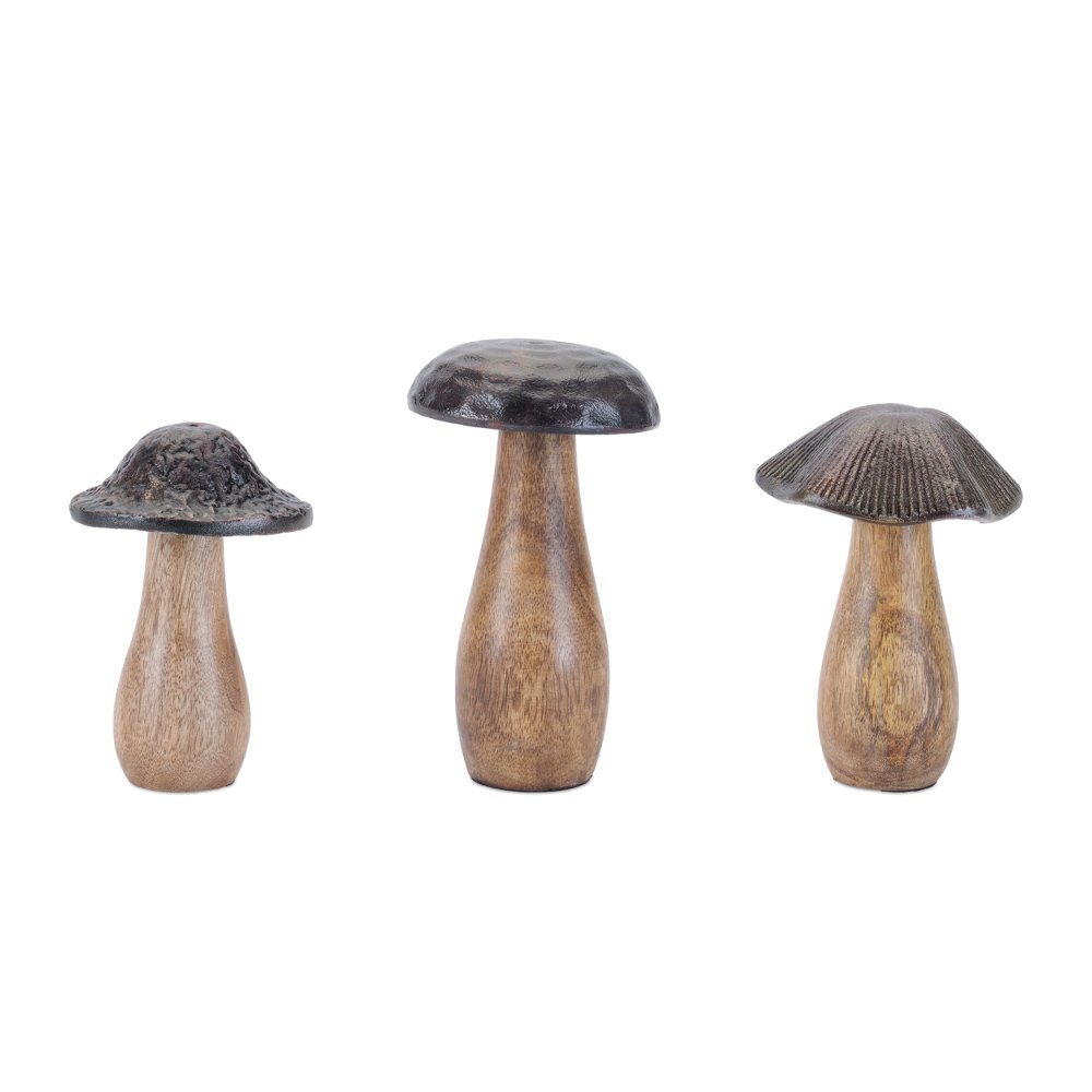 Wood Mushroom Set of 3
