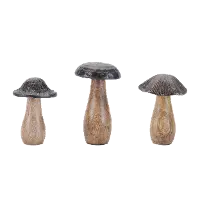 Wood Mushroom Set of 3
