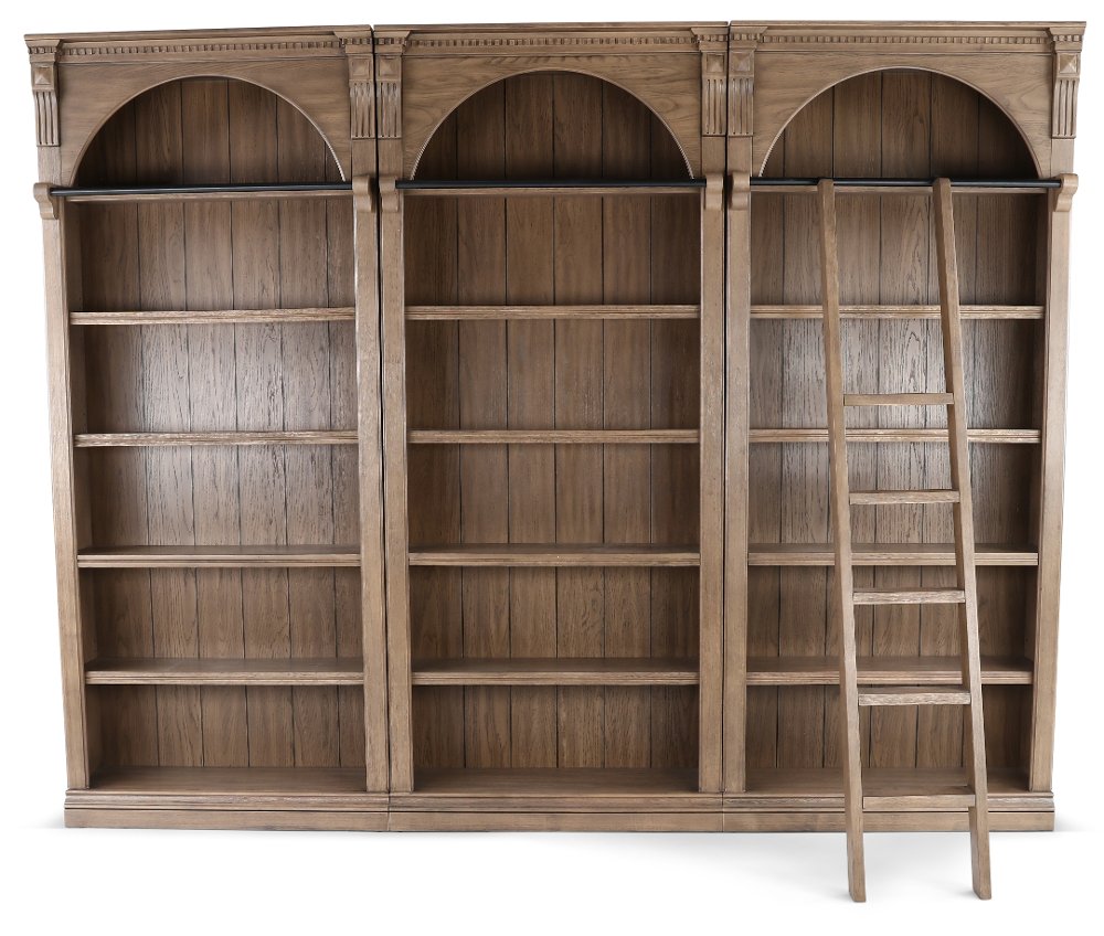 Stratton Brown Bookcases with Ladder