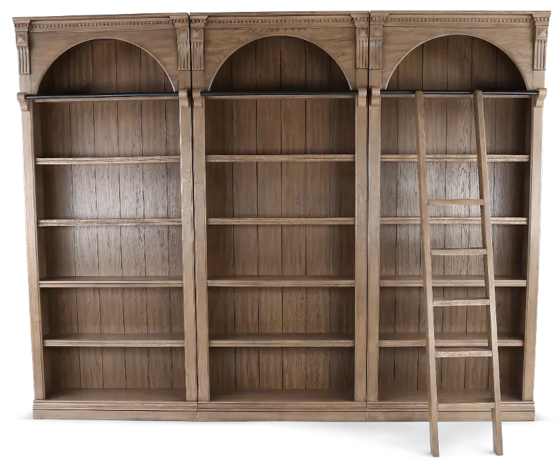Stratton Brown Bookcases with Ladder