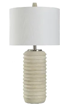 32  Brie and Brushed Steel Table Lamp