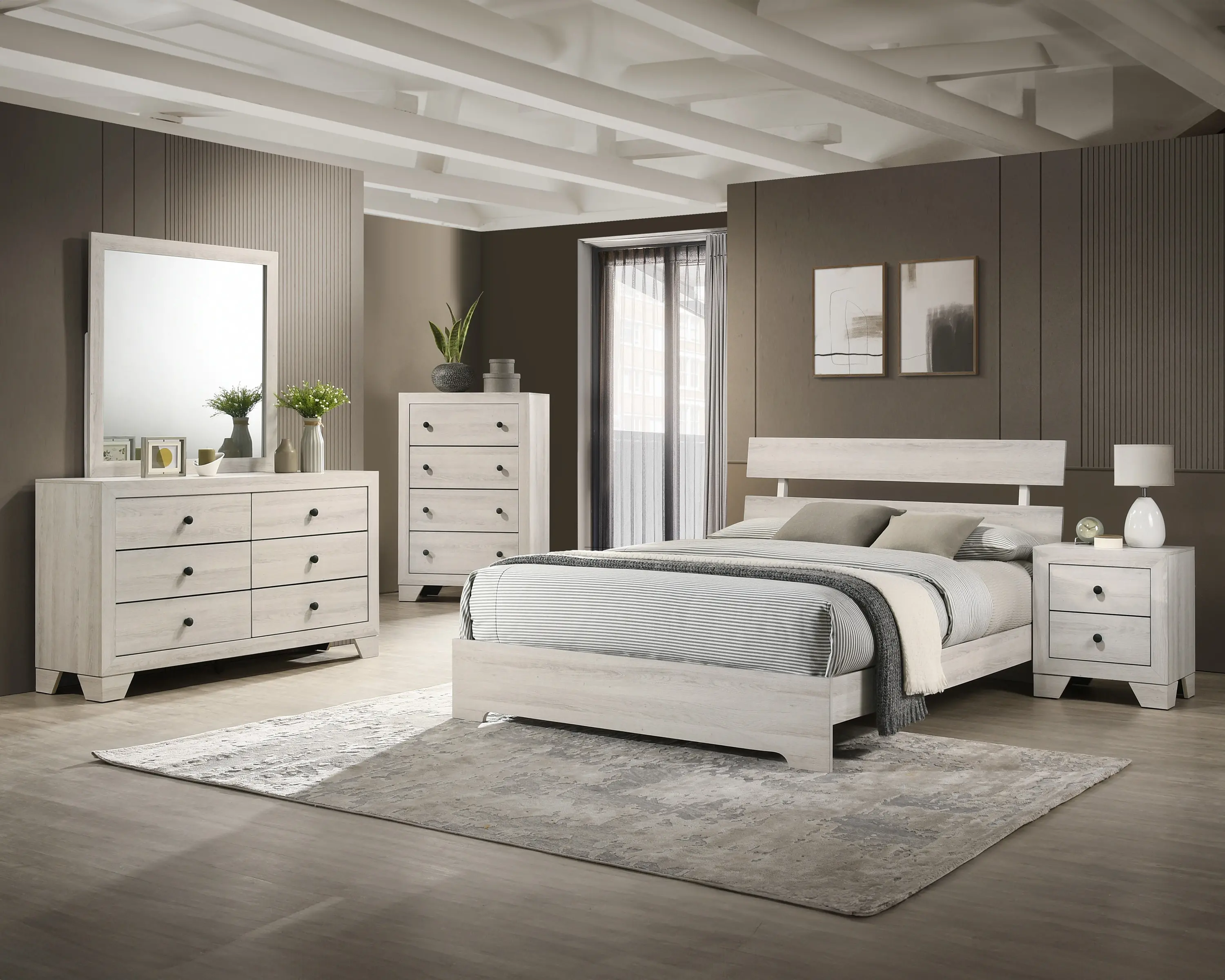 Alix White Queen Platform Bed-2