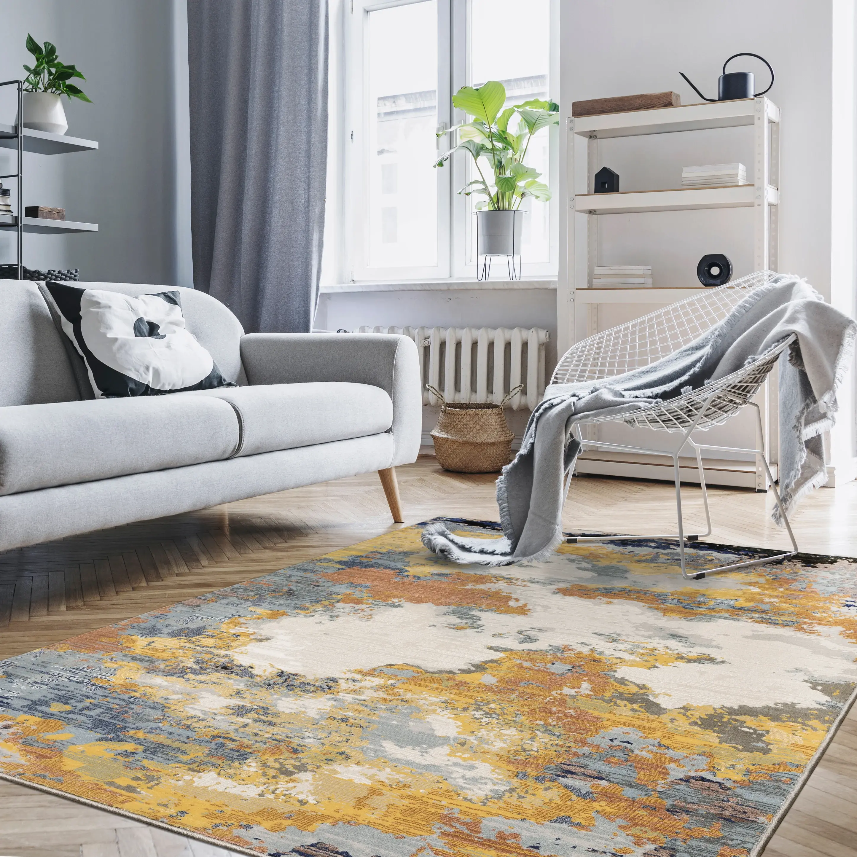 Caravan 5 x 8 Yellow and Blue Area Rug-2