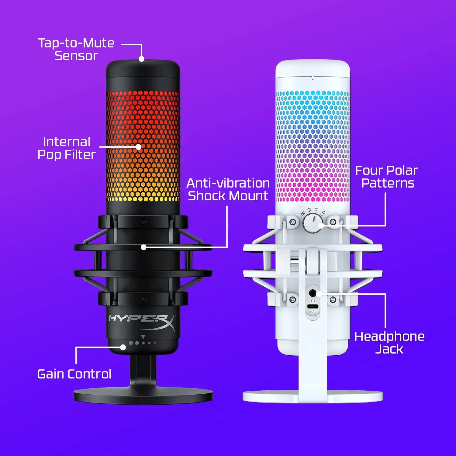 NAE-HP-4P5P7AA HP HyperX QuadCast S - USB Microphone - RGB Lighting-7