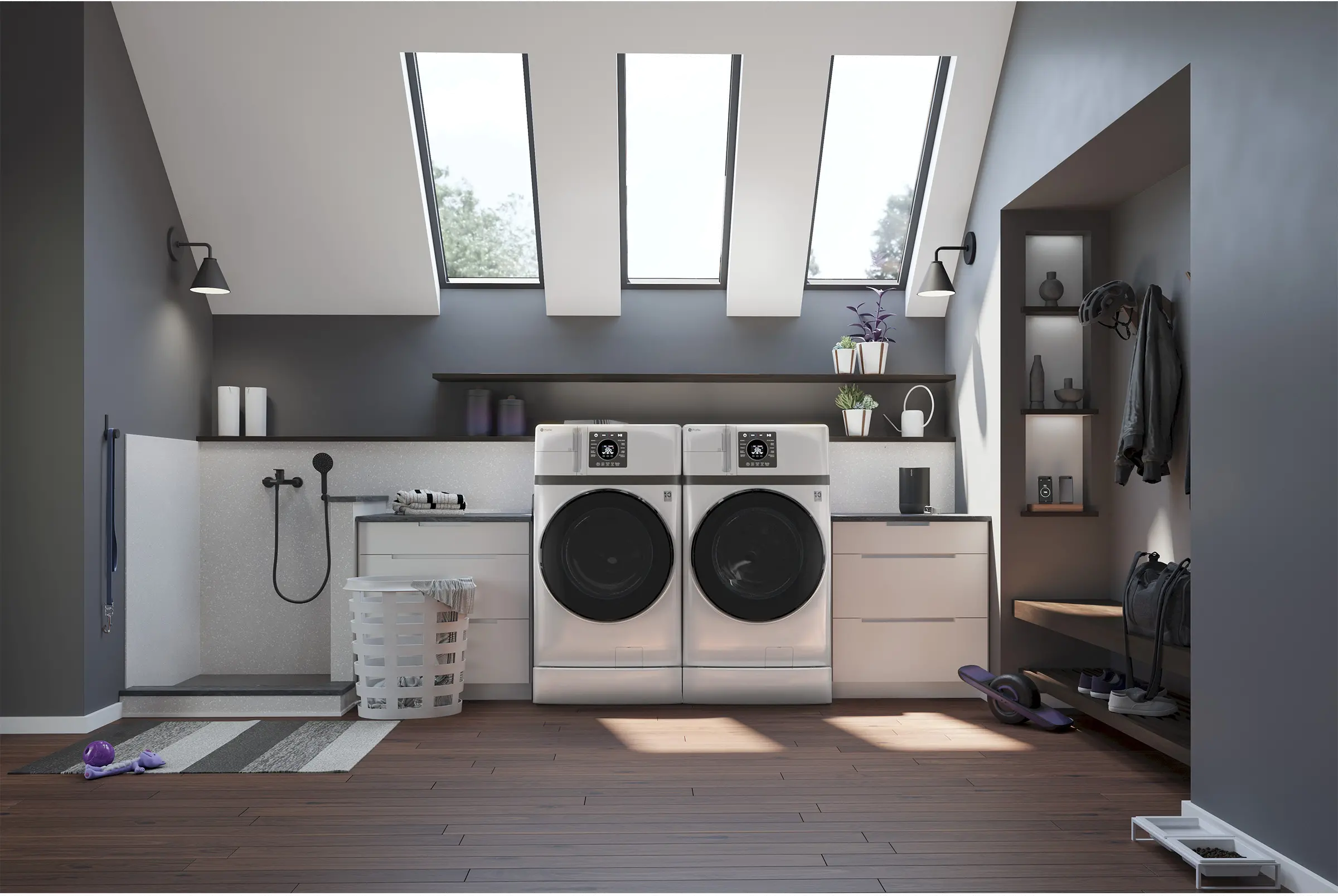 PFQ83HSSWWW GE Profile 4.6 Cu Ft 2-in-1 Smart Washer / Dryer - White-2