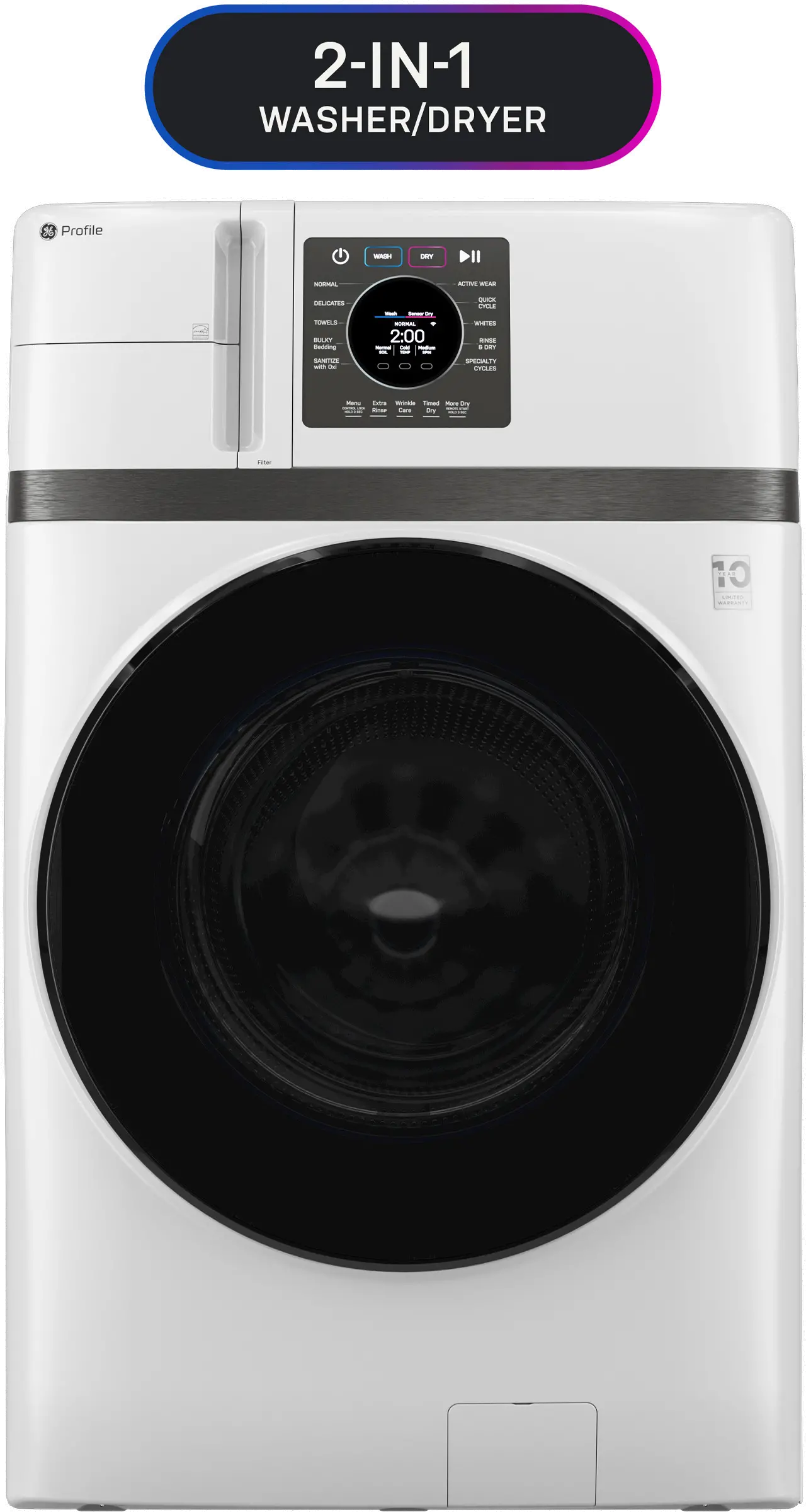 PFQ83HSSWWW GE Profile 4.6 Cu Ft 2-in-1 Smart Washer / Dryer - White-4