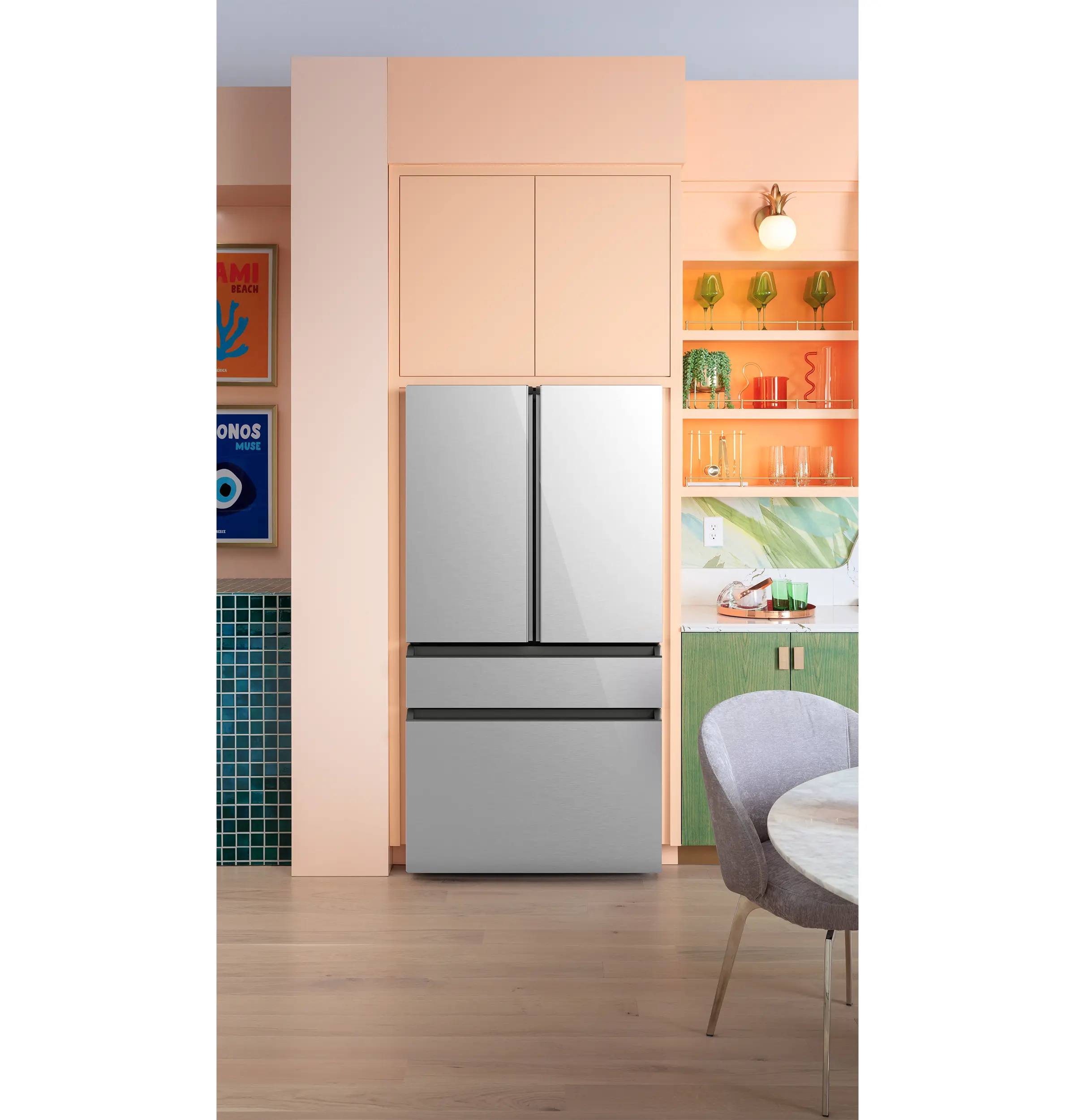 CJE23DM5WS5 GE Cafe 23 Cu Ft 4-Door French Door Refrigerator - Counter Depth Platinum Glass-3