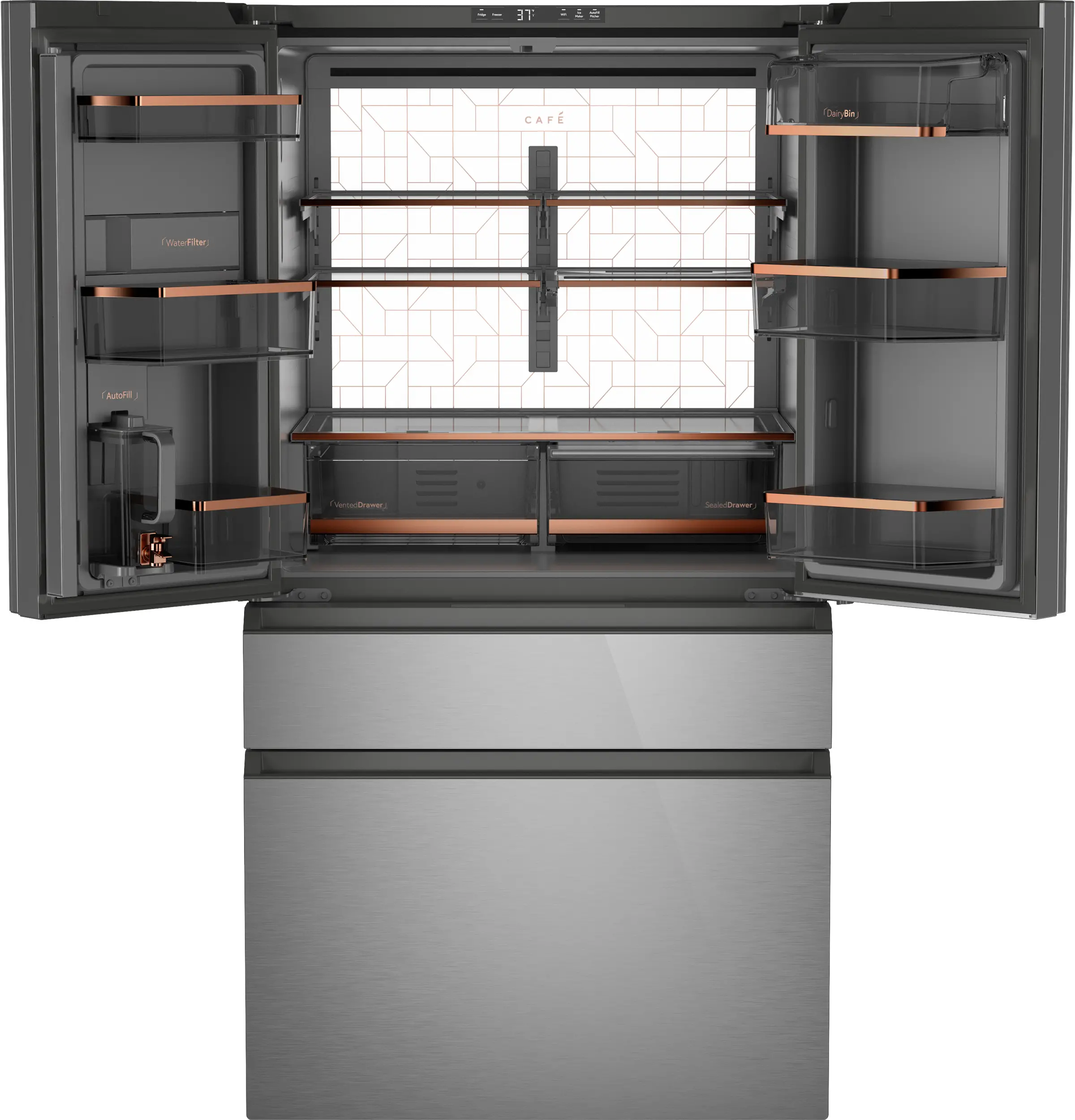 CJE23DM5WS5 GE Cafe 23 Cu Ft 4-Door French Door Refrigerator - Counter Depth Platinum Glass-5