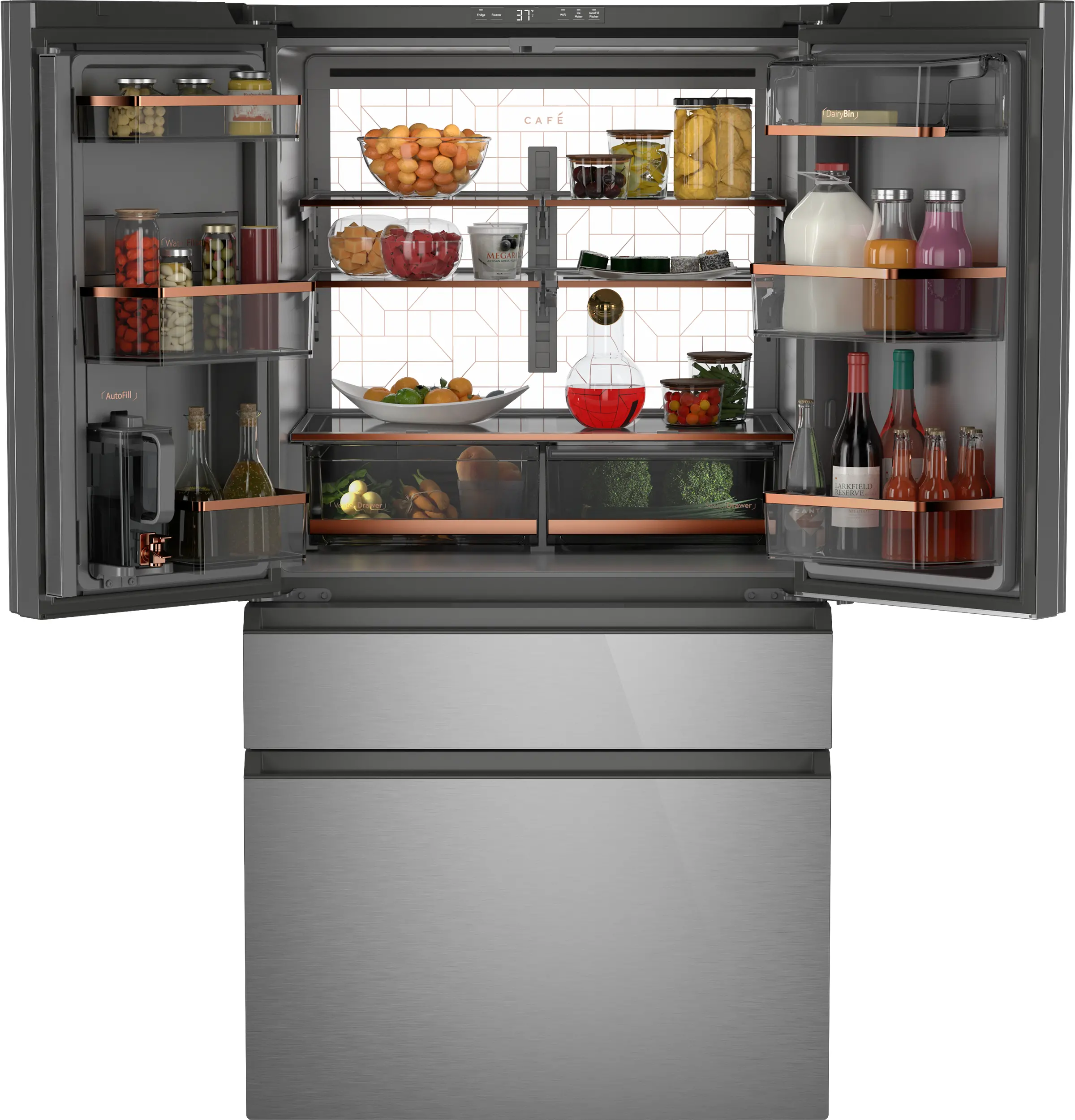 CJE23DM5WS5 GE Cafe 23 Cu Ft 4-Door French Door Refrigerator - Counter Depth Platinum Glass-6