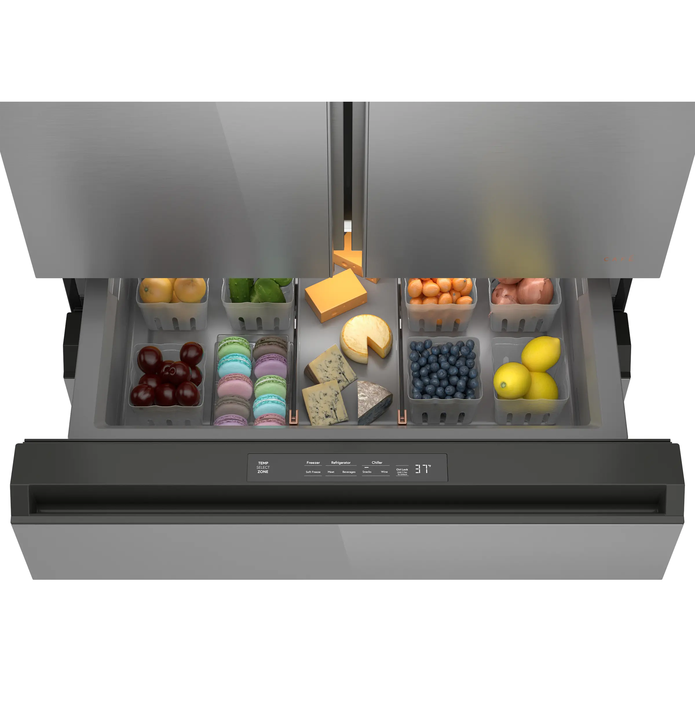 CJE23DM5WS5 GE Cafe 23 Cu Ft 4-Door French Door Refrigerator - Counter Depth Platinum Glass-7