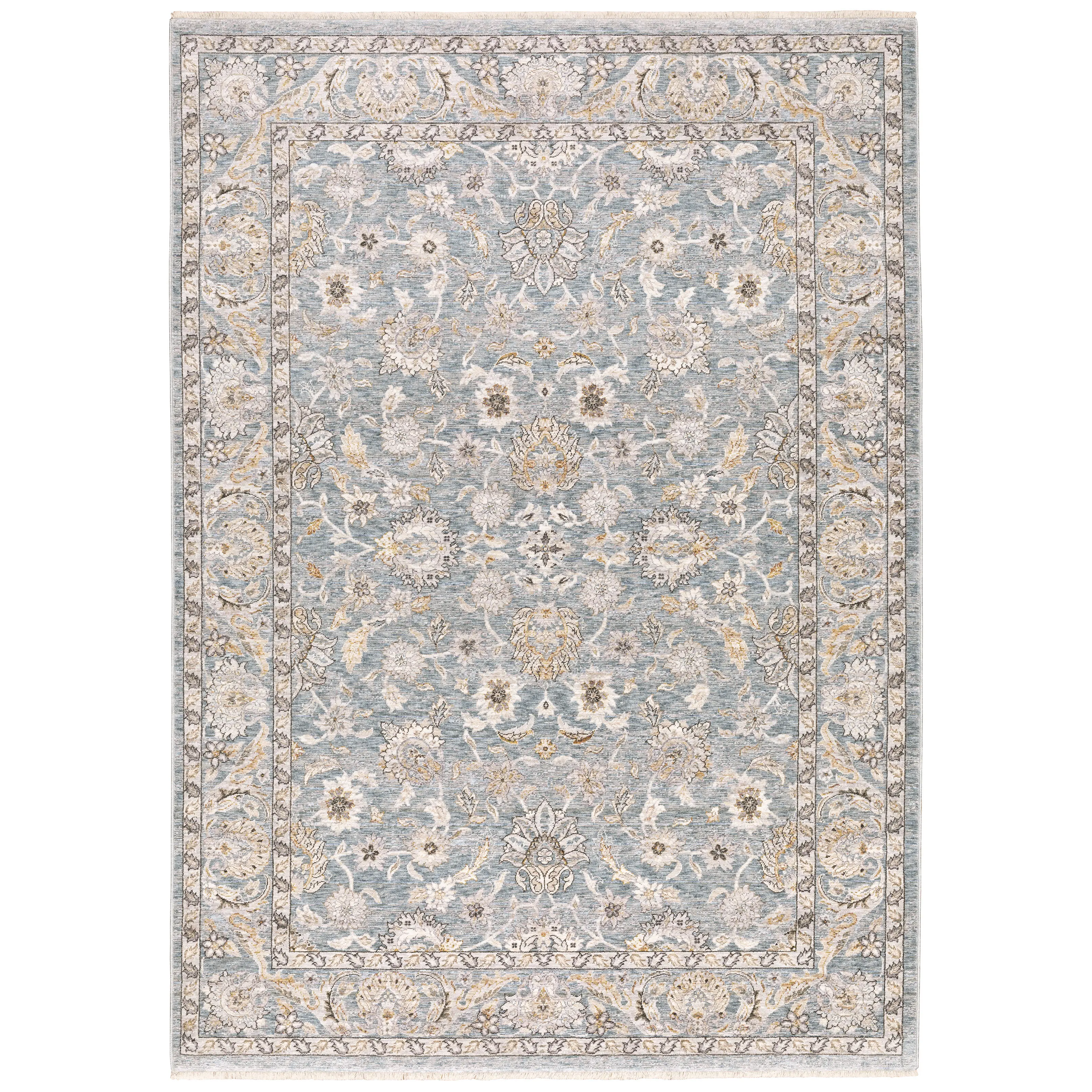 Maharaja 5 x 8 Blue and Ivory Area Rug-1