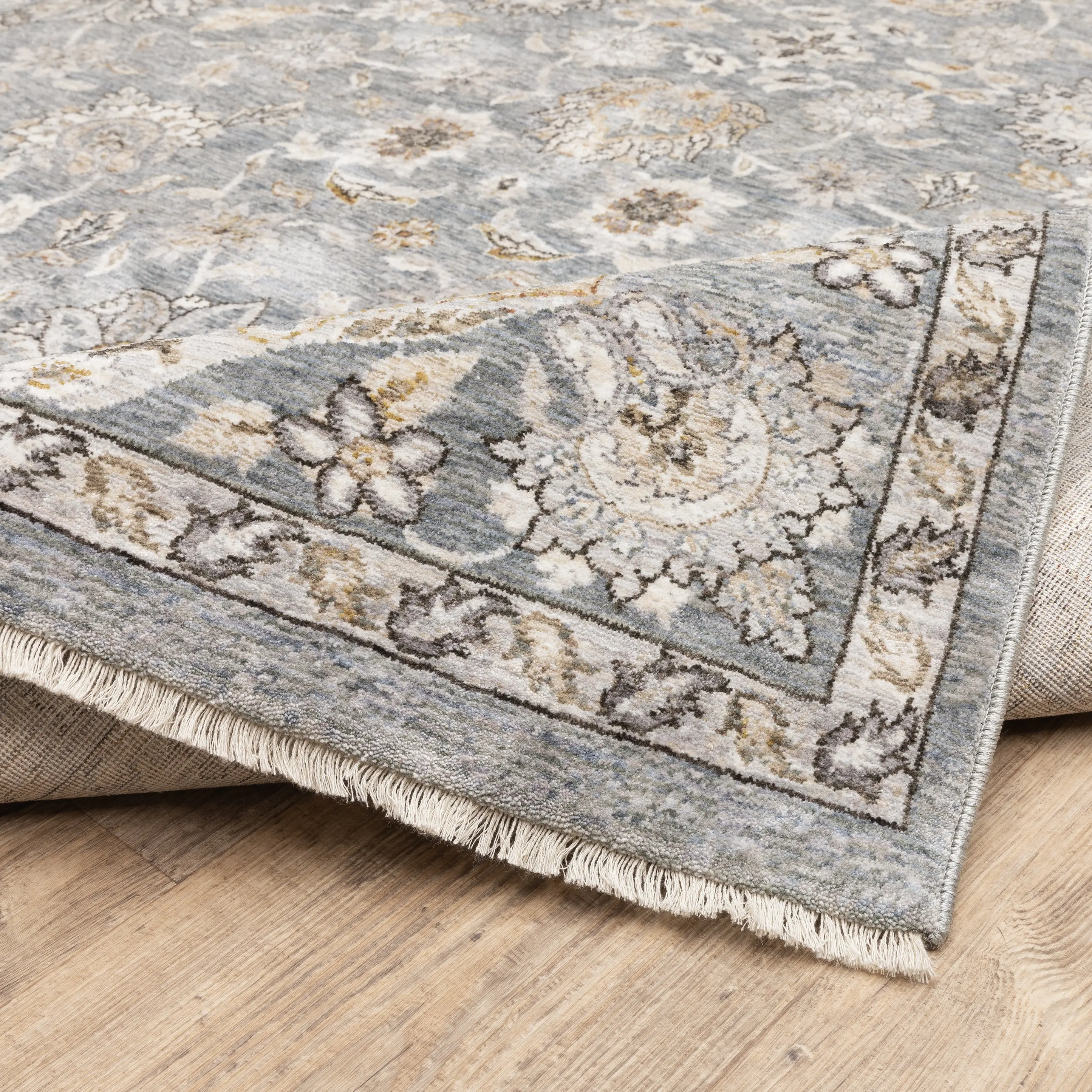 Maharaja 5 x 8 Blue and Ivory Area Rug-6