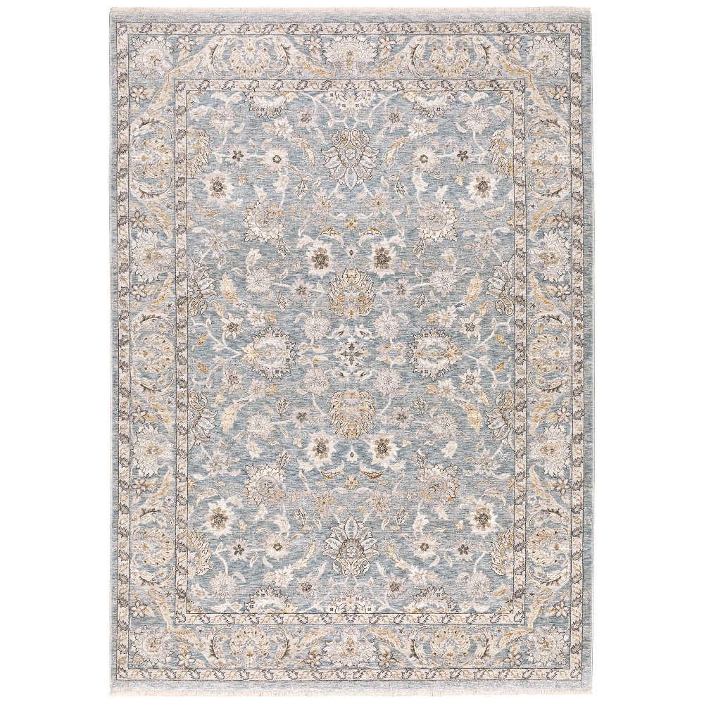 Maharaja 8 x 11 Blue and Ivory Area Rug