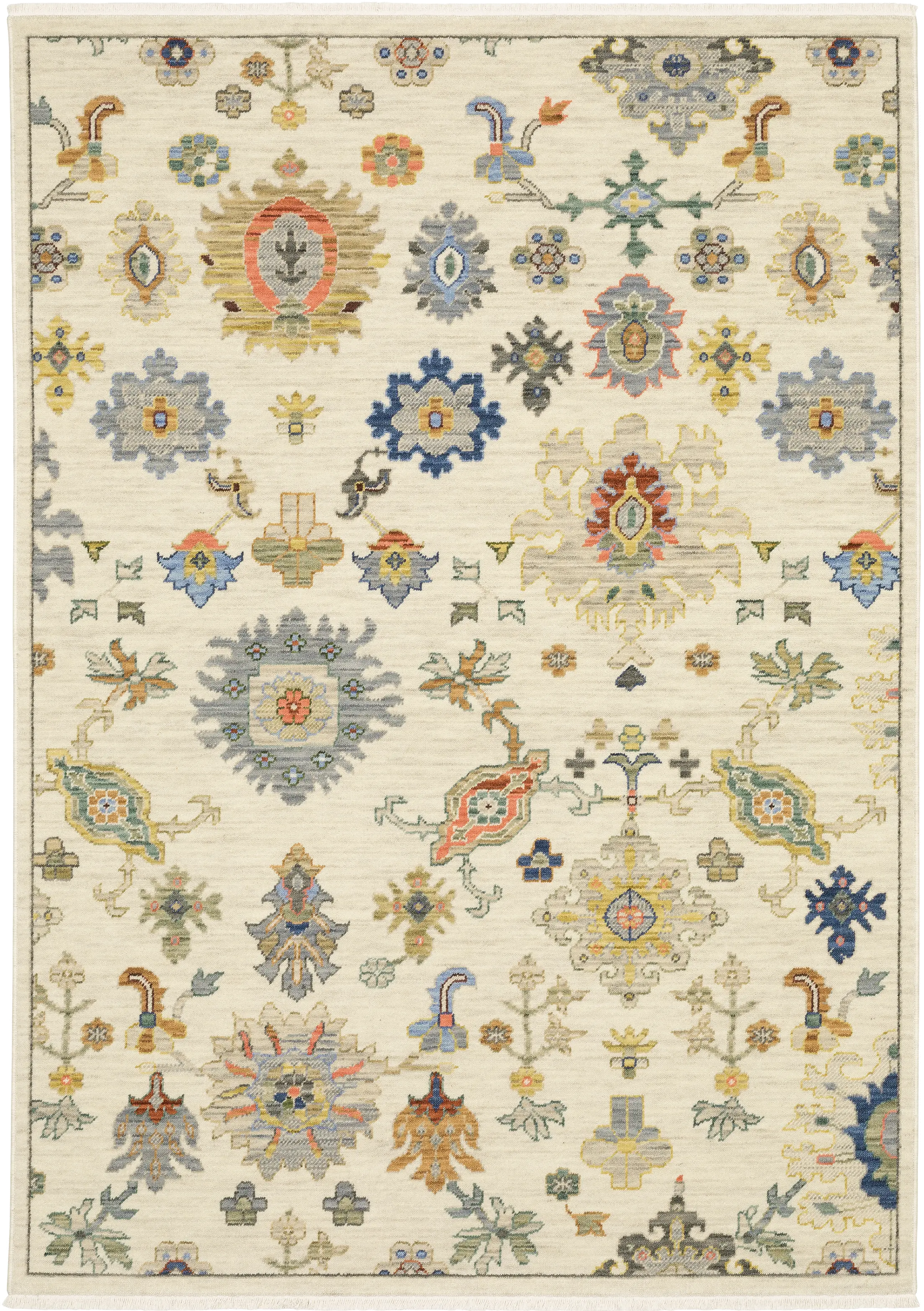 Lucca 8 x 11 Flower Garden Ivory Area Rug-1