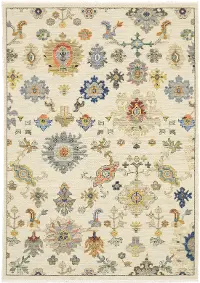 Lucca 8 x 11 Flower Garden Ivory Area Rug