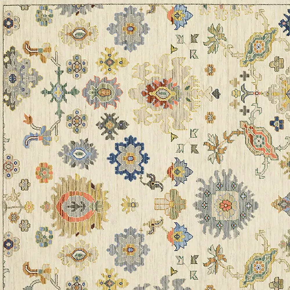 Lucca 8 x 11 Flower Garden Ivory Area Rug-3