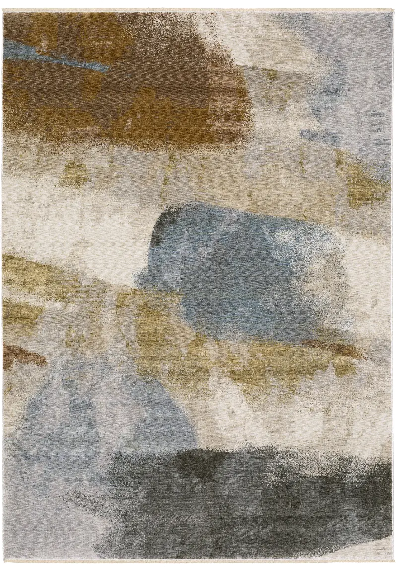 Hayden 5 x 8 Modern Beige and Rust Area Rug