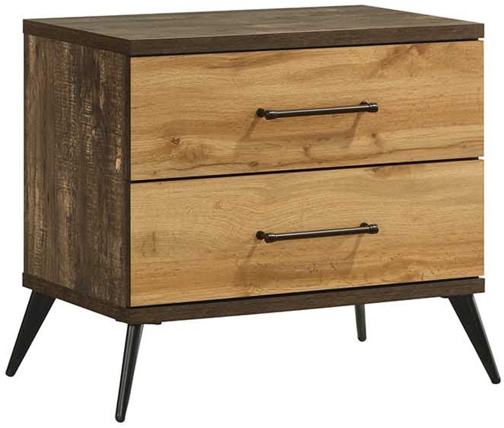 Pine Row Antique Natural and Brown Nightstand