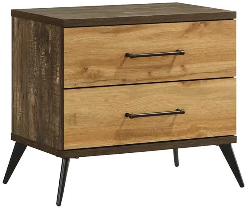 Pine Row Antique Natural and Brown Nightstand