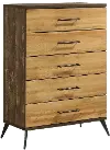 C0306A-N35 Pine Row Antique Natural and Brown Chest of Drawers