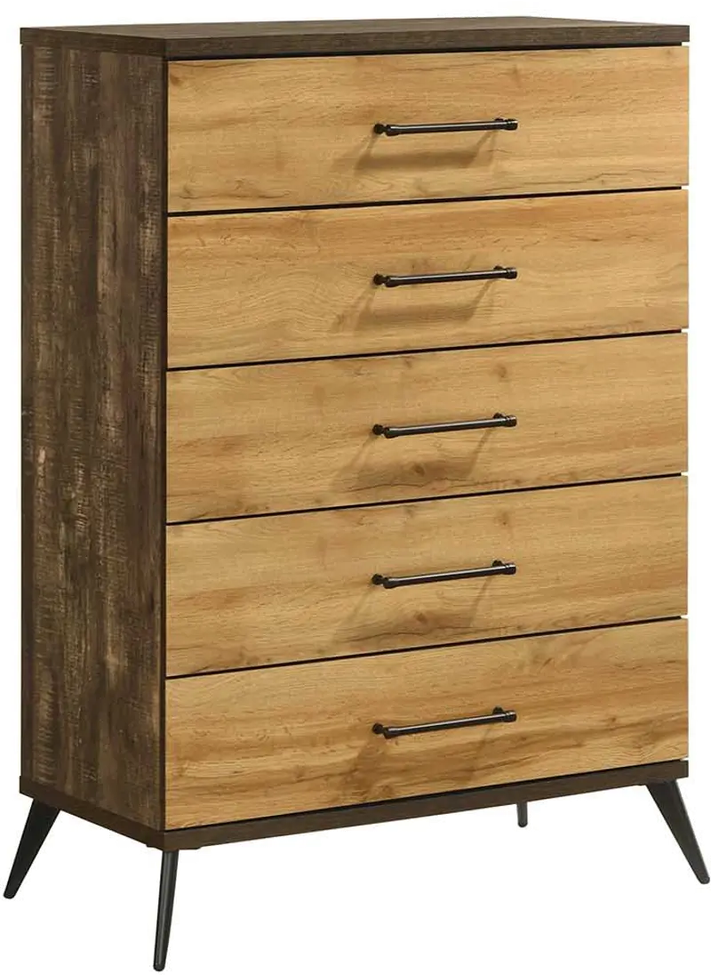 Pine Row Antique Natural and Brown Chest of Drawers