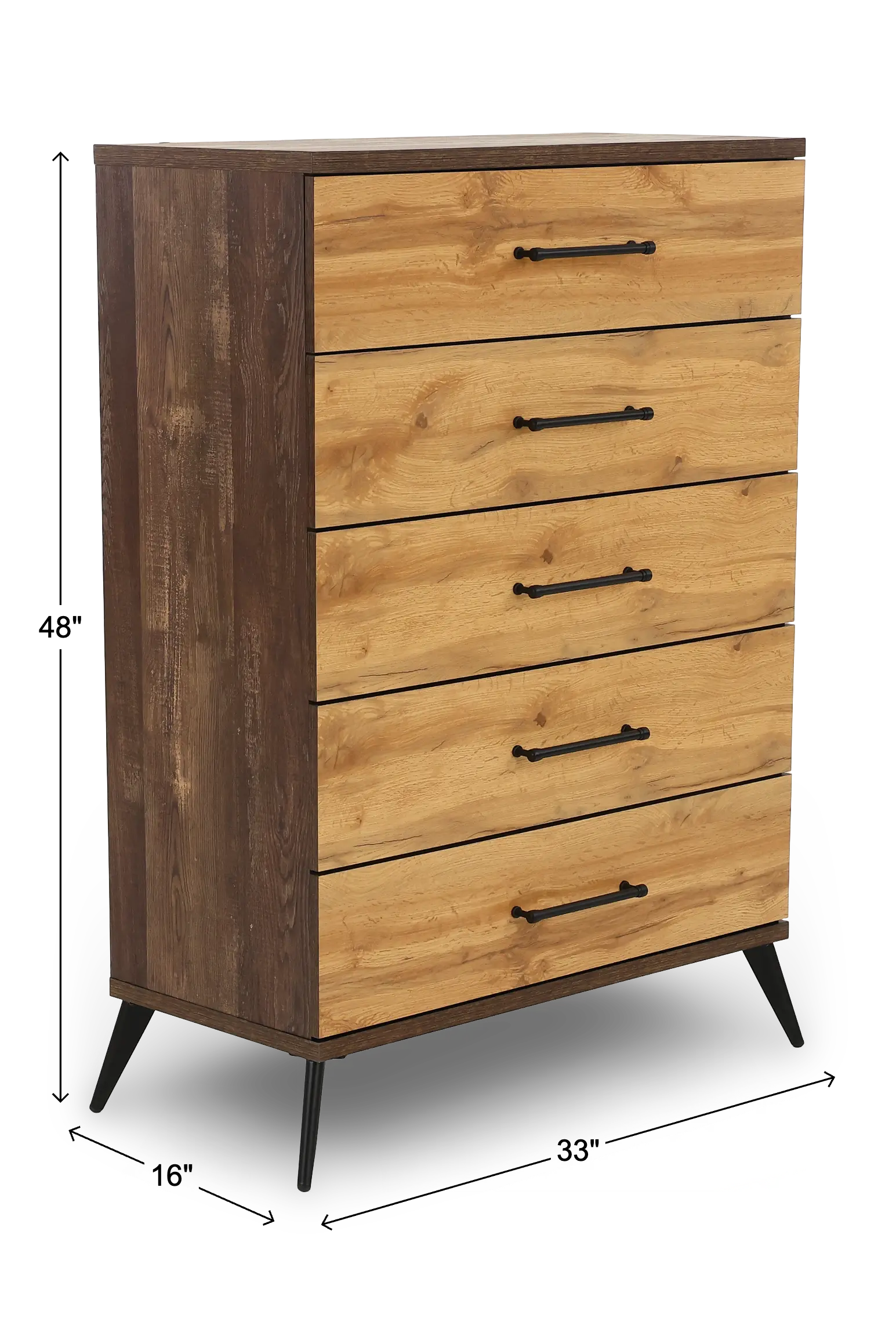 C0306A-N35 Pine Row Antique Natural and Brown Chest of Drawers-3