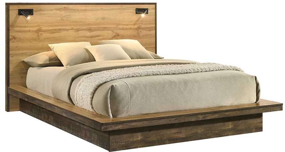 Pine Row Natural and Brown Full Platform Bed