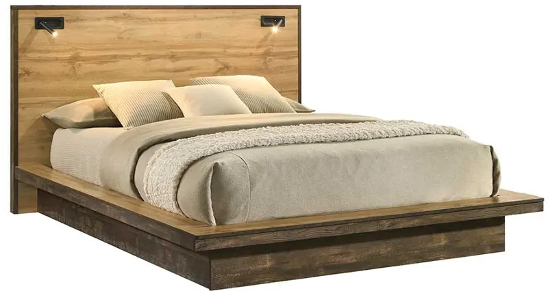 Pine Row Natural and Brown Full Platform Bed