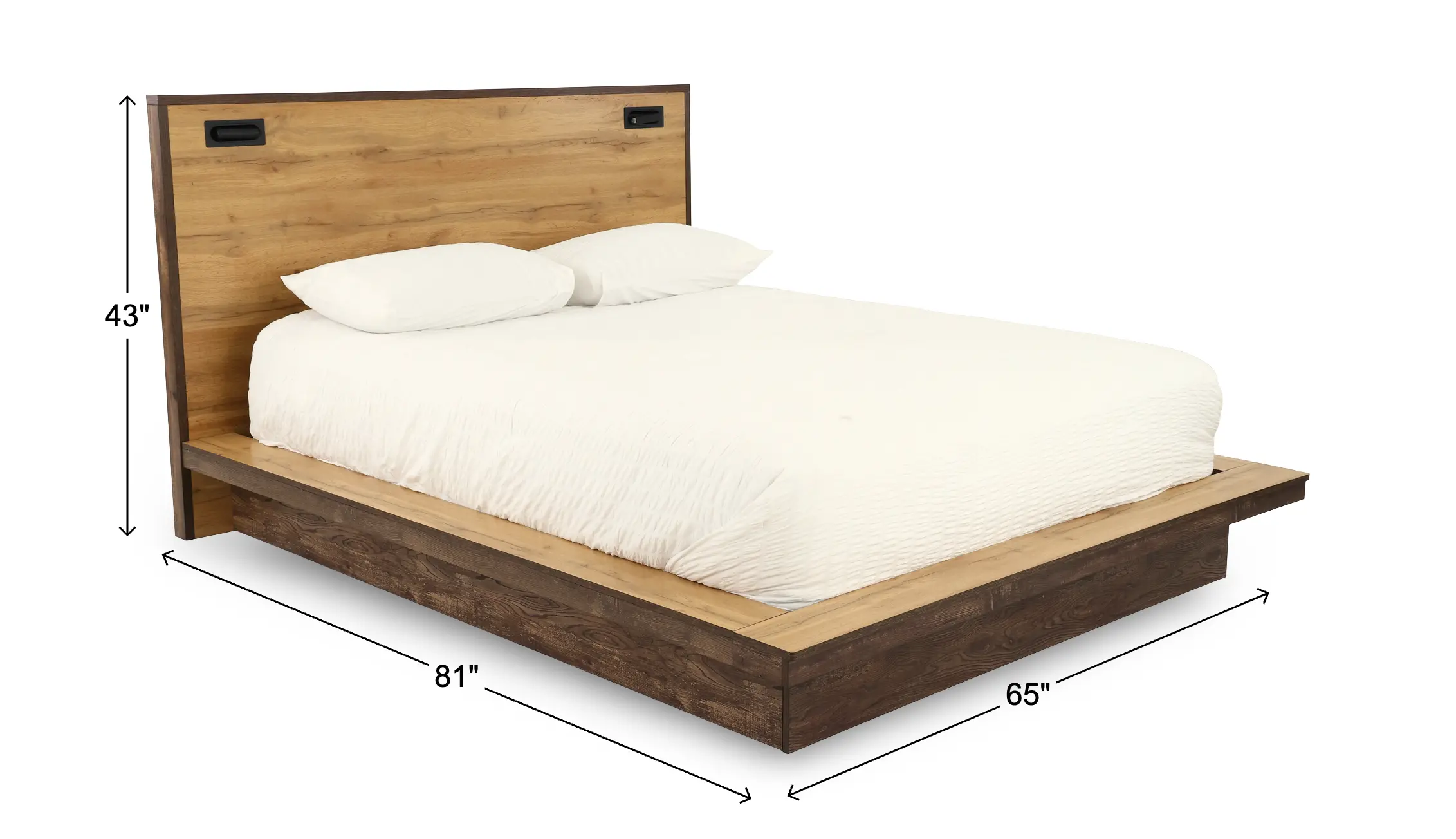 C0306-PR-BED4/6 Pine Row Natural and Brown Full Platform Bed-3