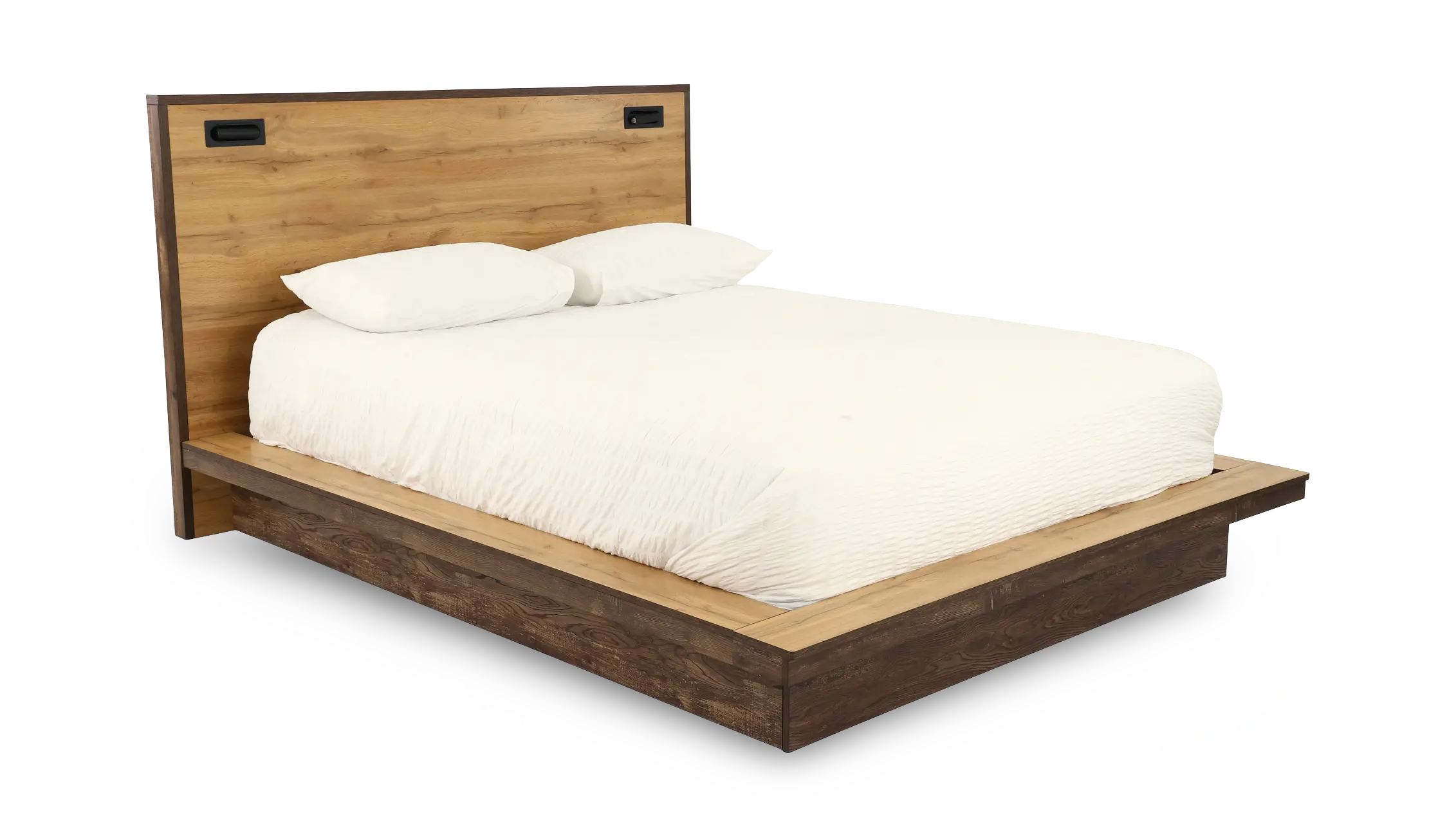 C0306-PR-BED-5/0 Pine Row Natural and Brown Queen Platform Bed-1
