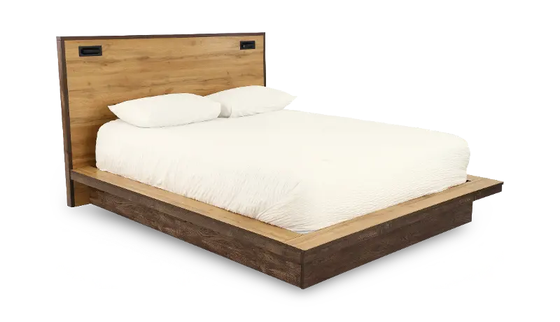 Pine Row Natural and Brown King Platform Bed