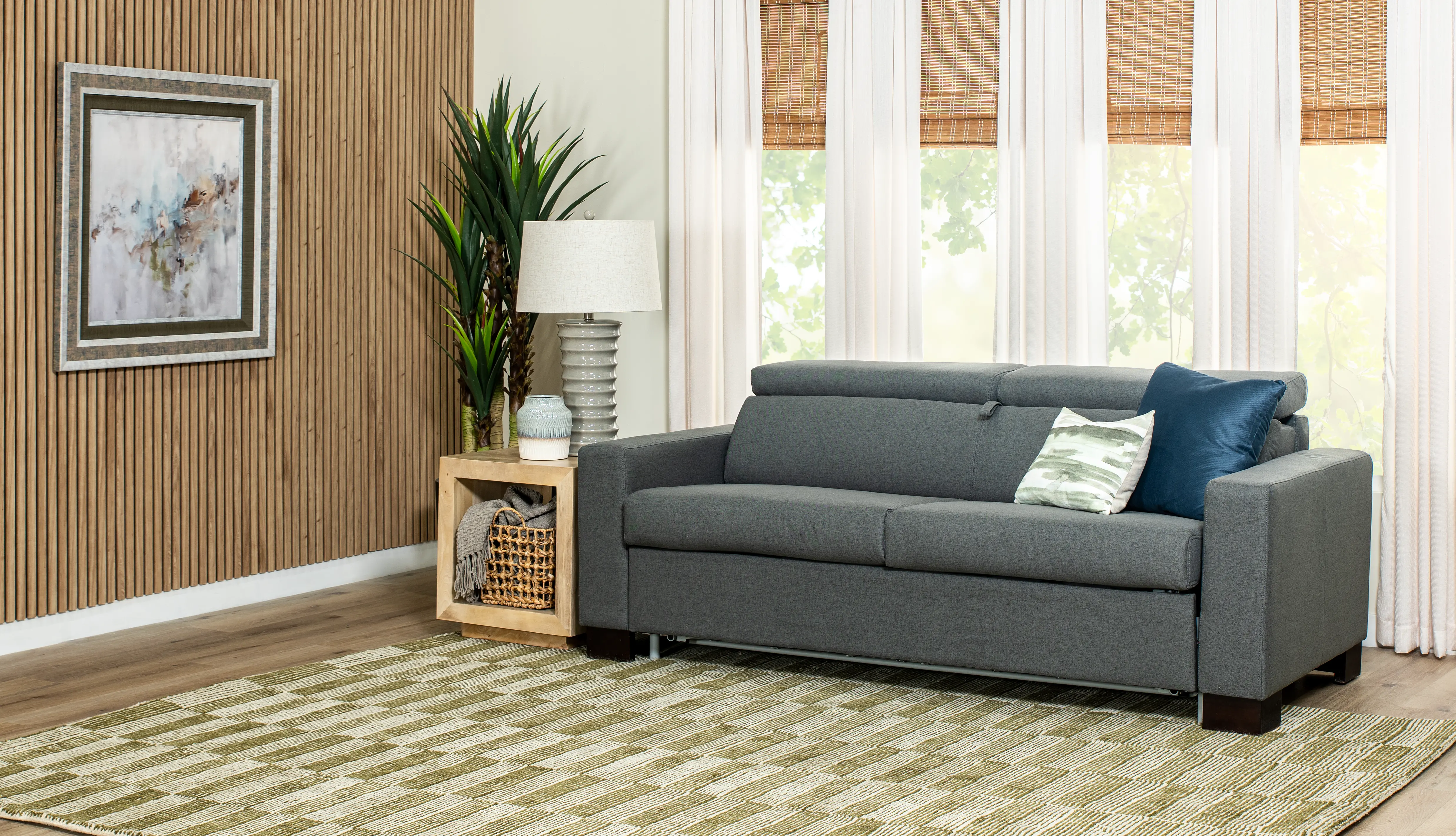 Chelsea Slate Queen Rollout Sleeper Sofa-2