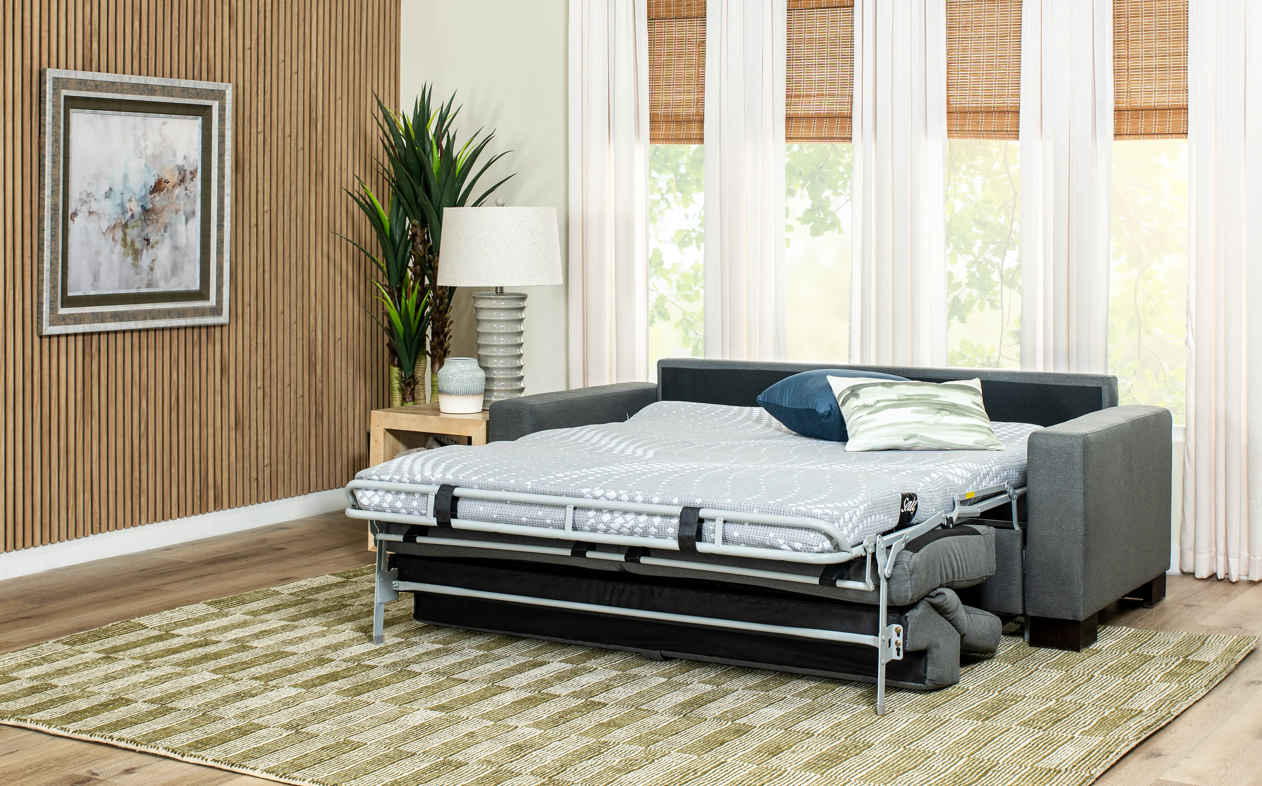 Chelsea Slate Queen Rollout Sleeper Sofa-8