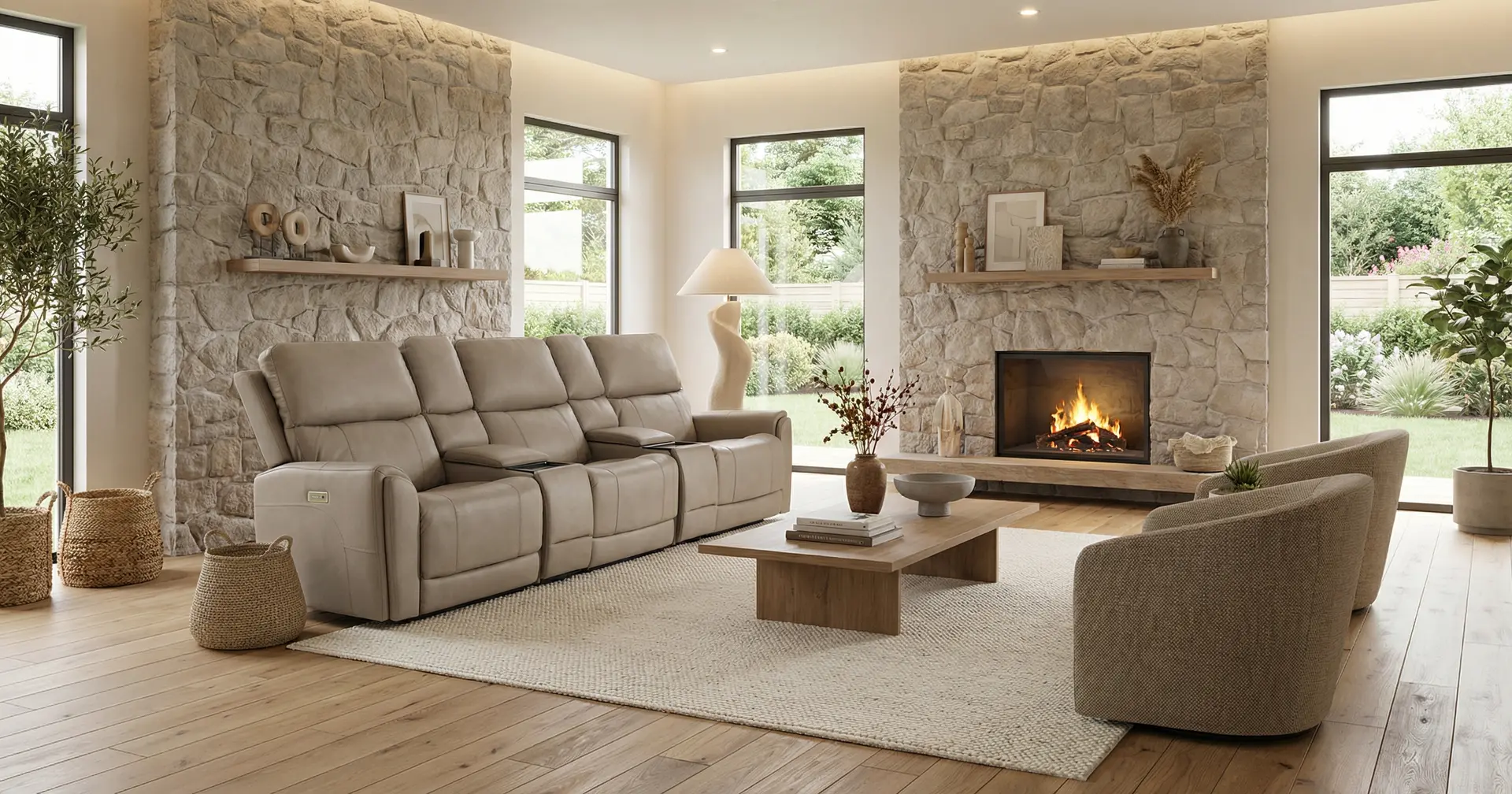 Damon Capriccio Dove 5- Piece Power Reclining Home Theater Seating-12