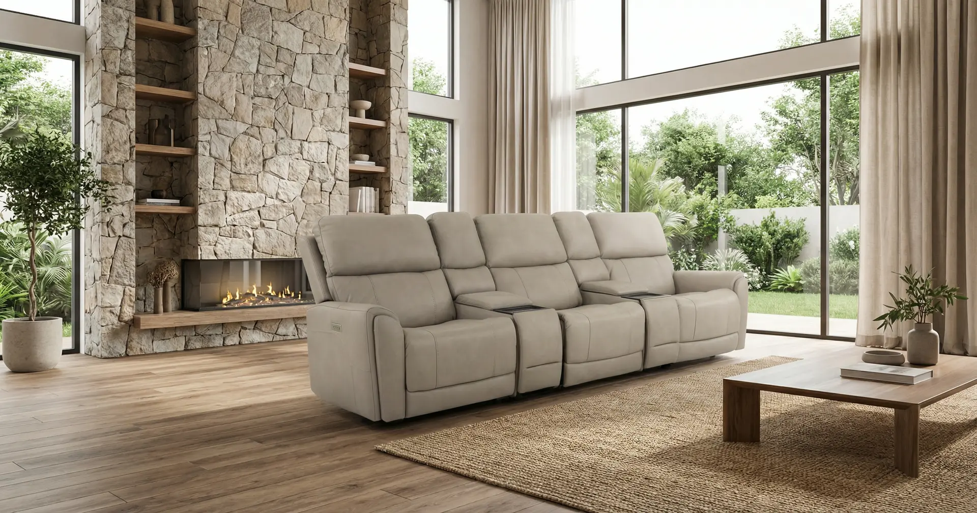 Damon Capriccio Dove 5- Piece Power Reclining Home Theater Seating-14