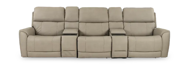 Damon Capriccio Dove 5- Piece Power Reclining Home Theater Seating
