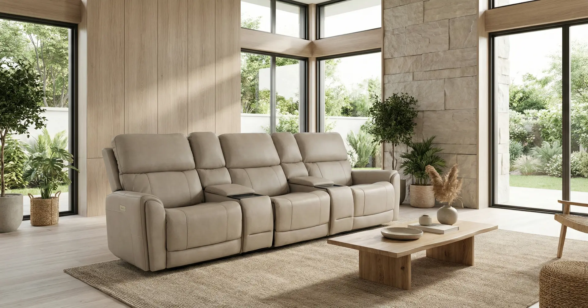 Damon Capriccio Dove 5- Piece Power Reclining Home Theater Seating-2