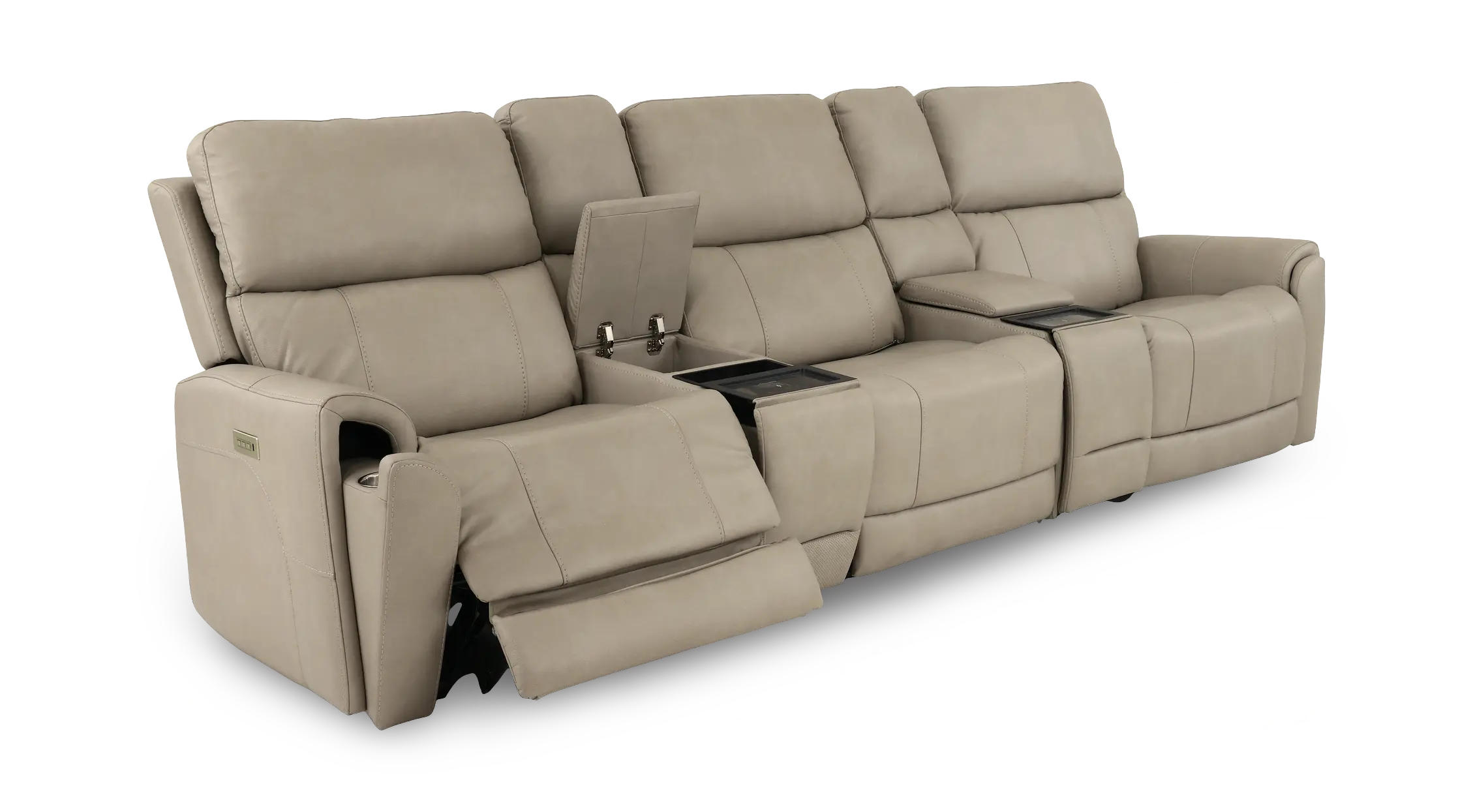 Damon Capriccio Dove 5- Piece Power Reclining Home Theater Seating-5