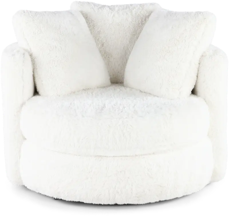 Rebecca Ivory Fur Swivel Chair