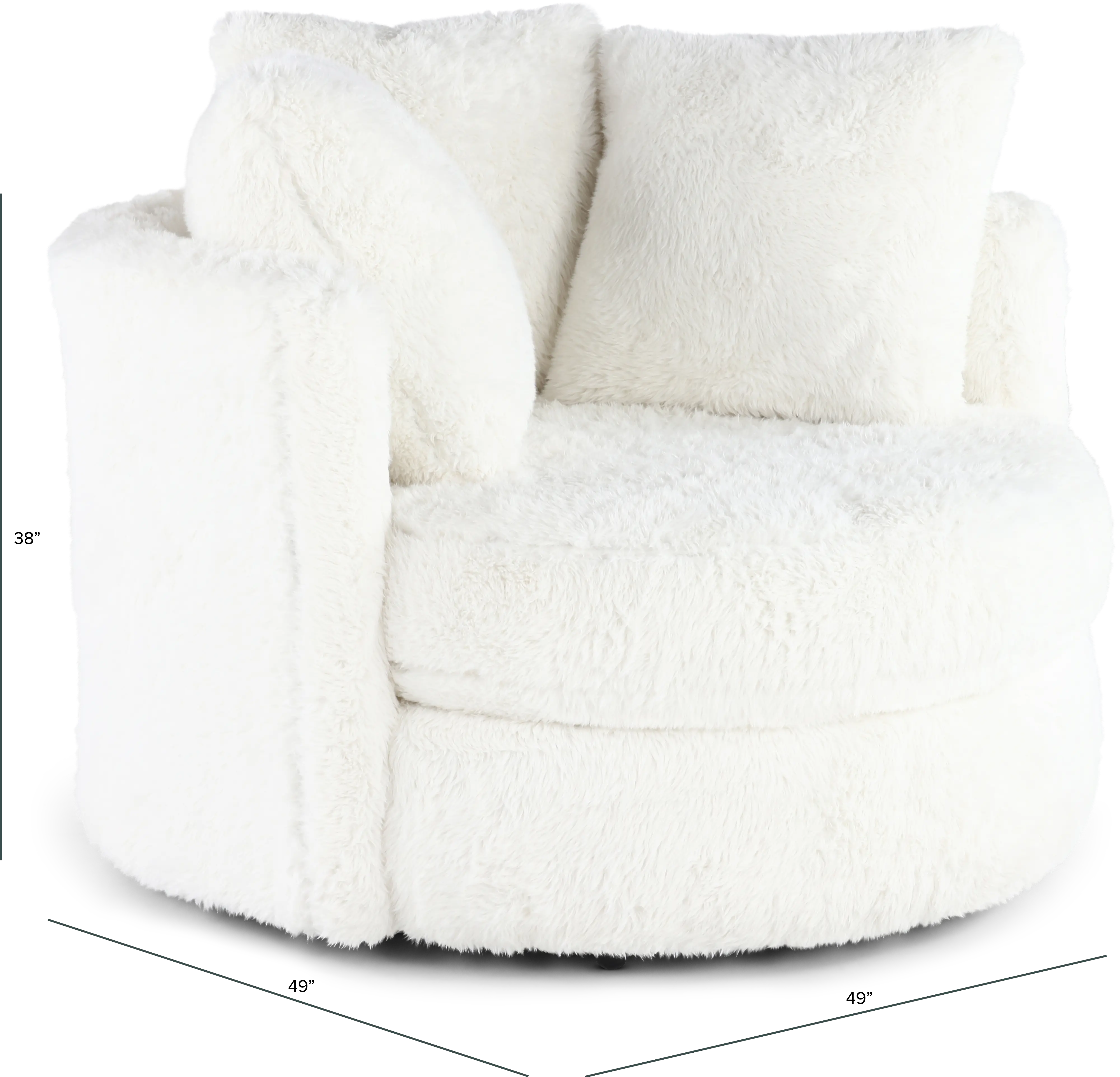 Rebecca Ivory Fur Swivel Chair-3