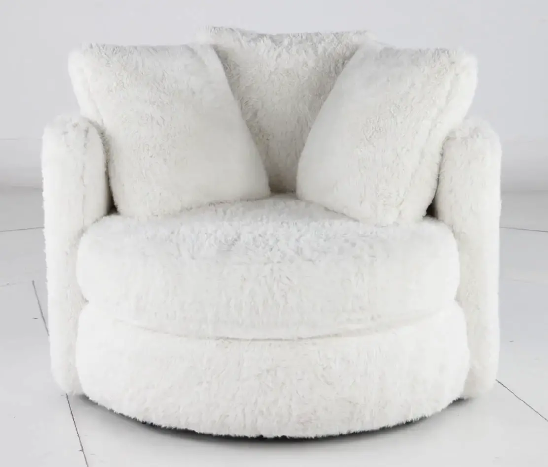 Rebecca Ivory Fur Swivel Chair-5