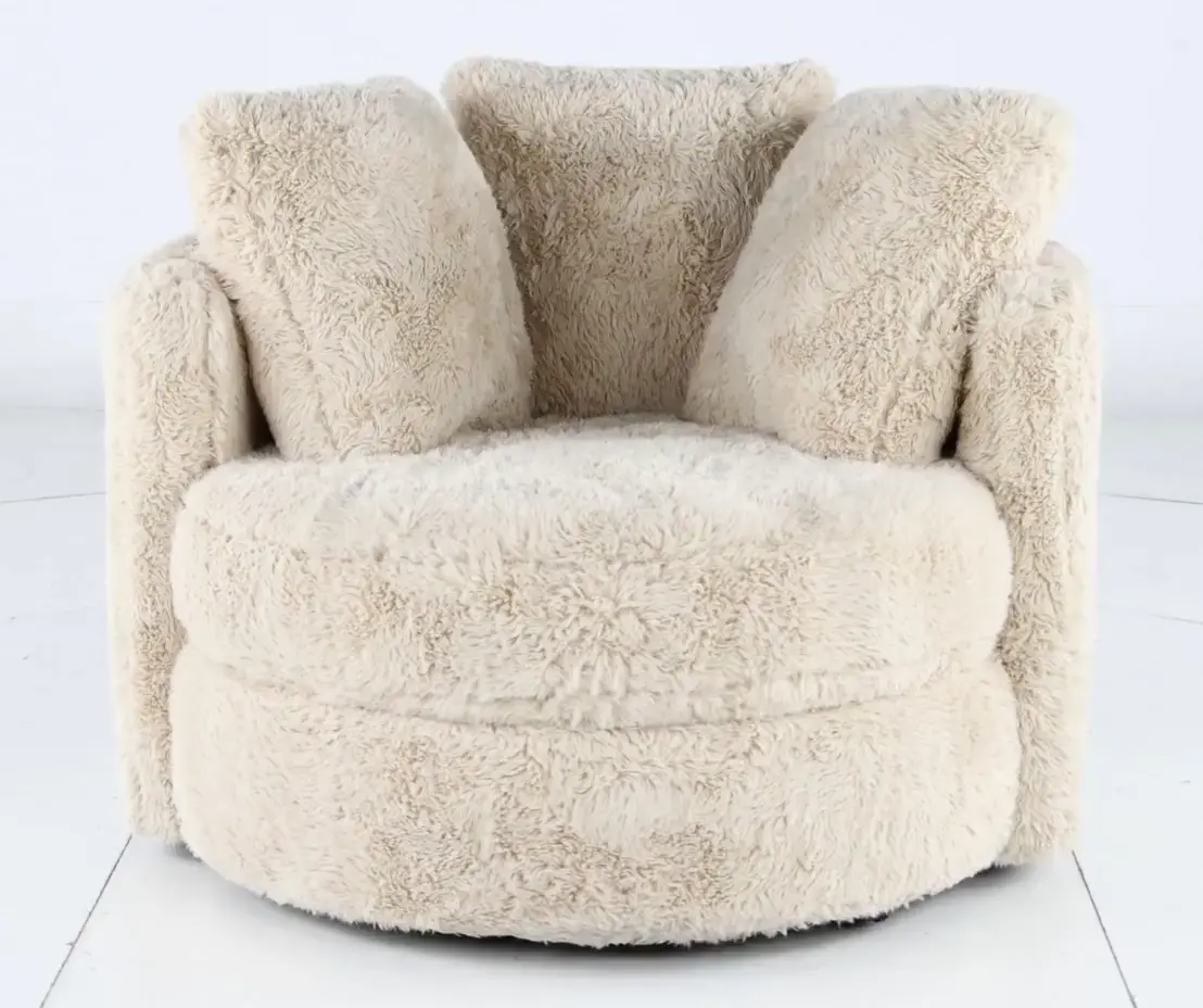 Rebecca Sand Fur Swivel Chair-5