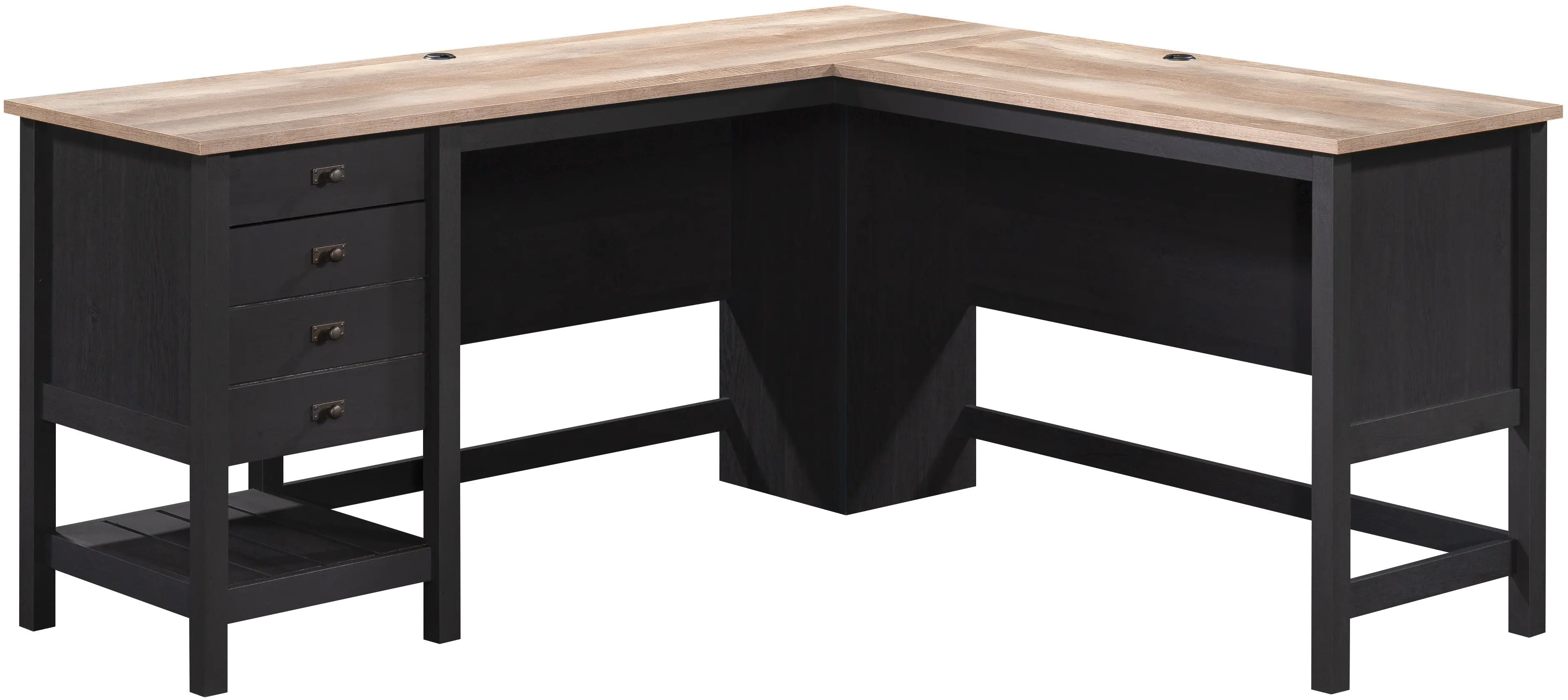 Raven Black and Tan L-Shaped Desk-1