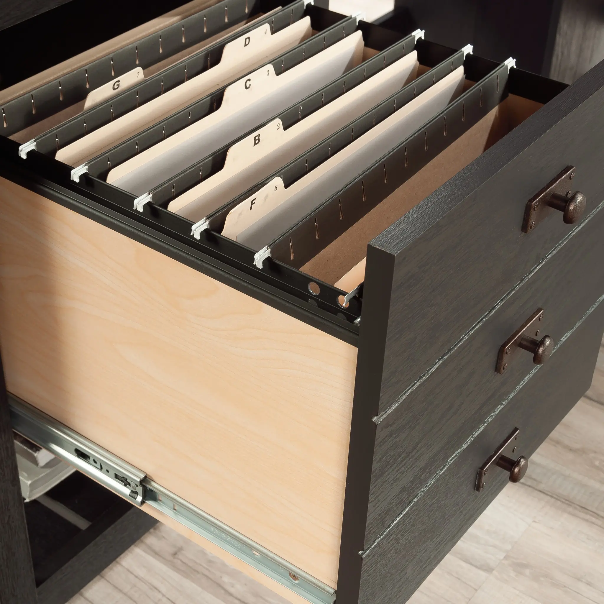 Raven Black and Tan L-Shaped Desk-12