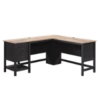 Raven Black and Tan L-Shaped Desk