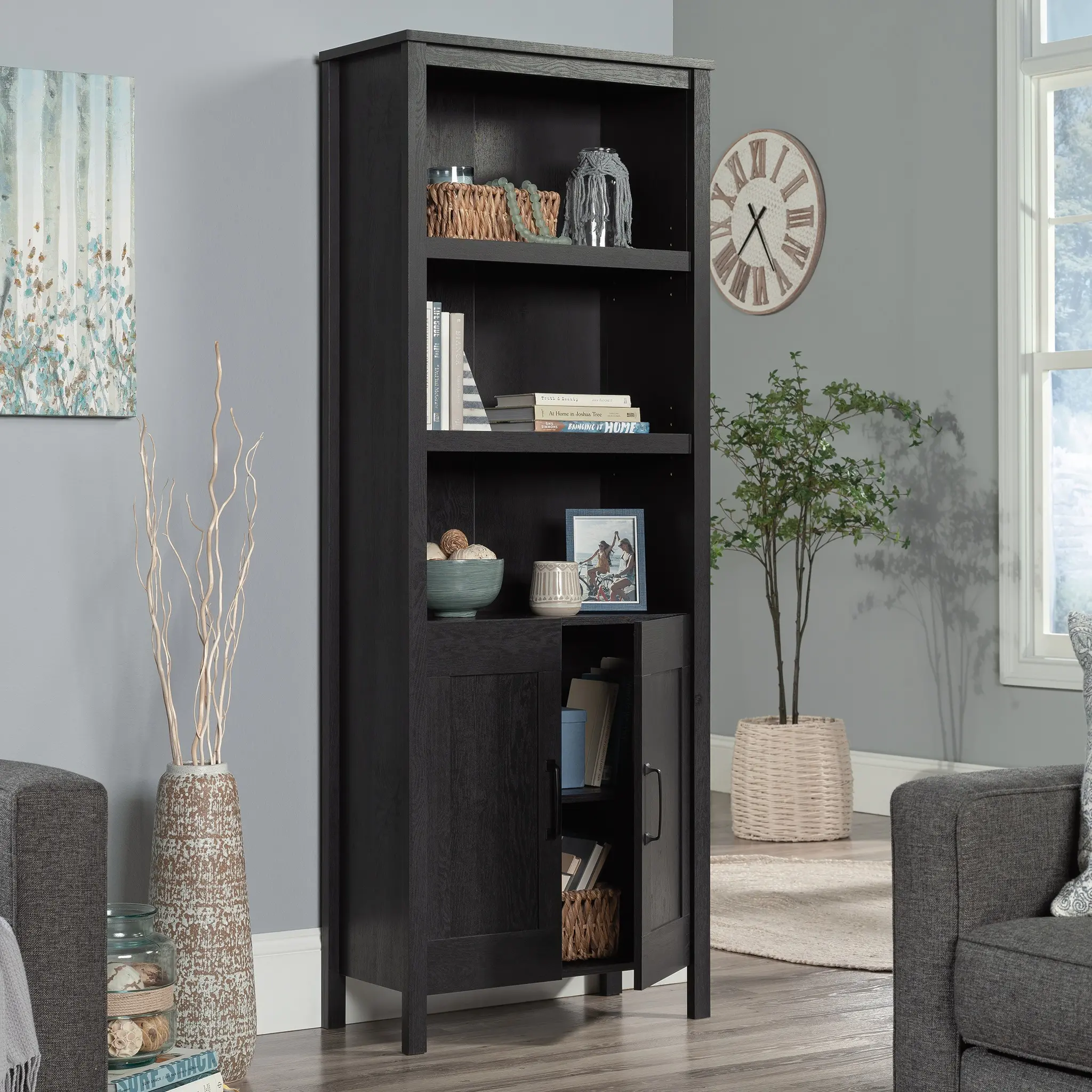 Raven Oak Black Bookcase-2
